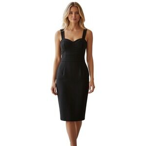 ICE Black Bodycon Dress Cutout Back Gold Zipper‎ Sleeveless Cocktail S Elegant